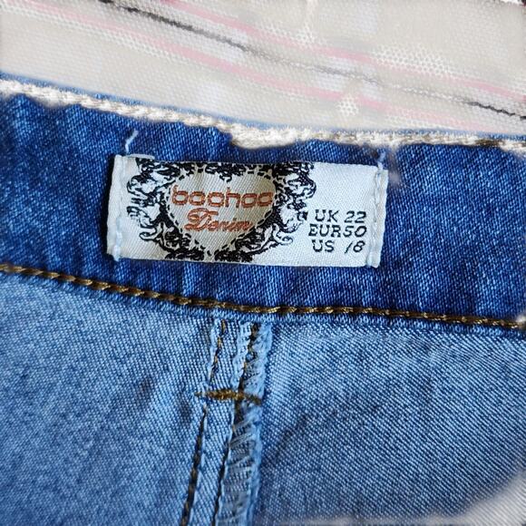 NEW Boohoo Womens Skinny Jeans Size 18 US 22 UK Blue Distressed Mid Rise Stretch - Picture 5 of 10